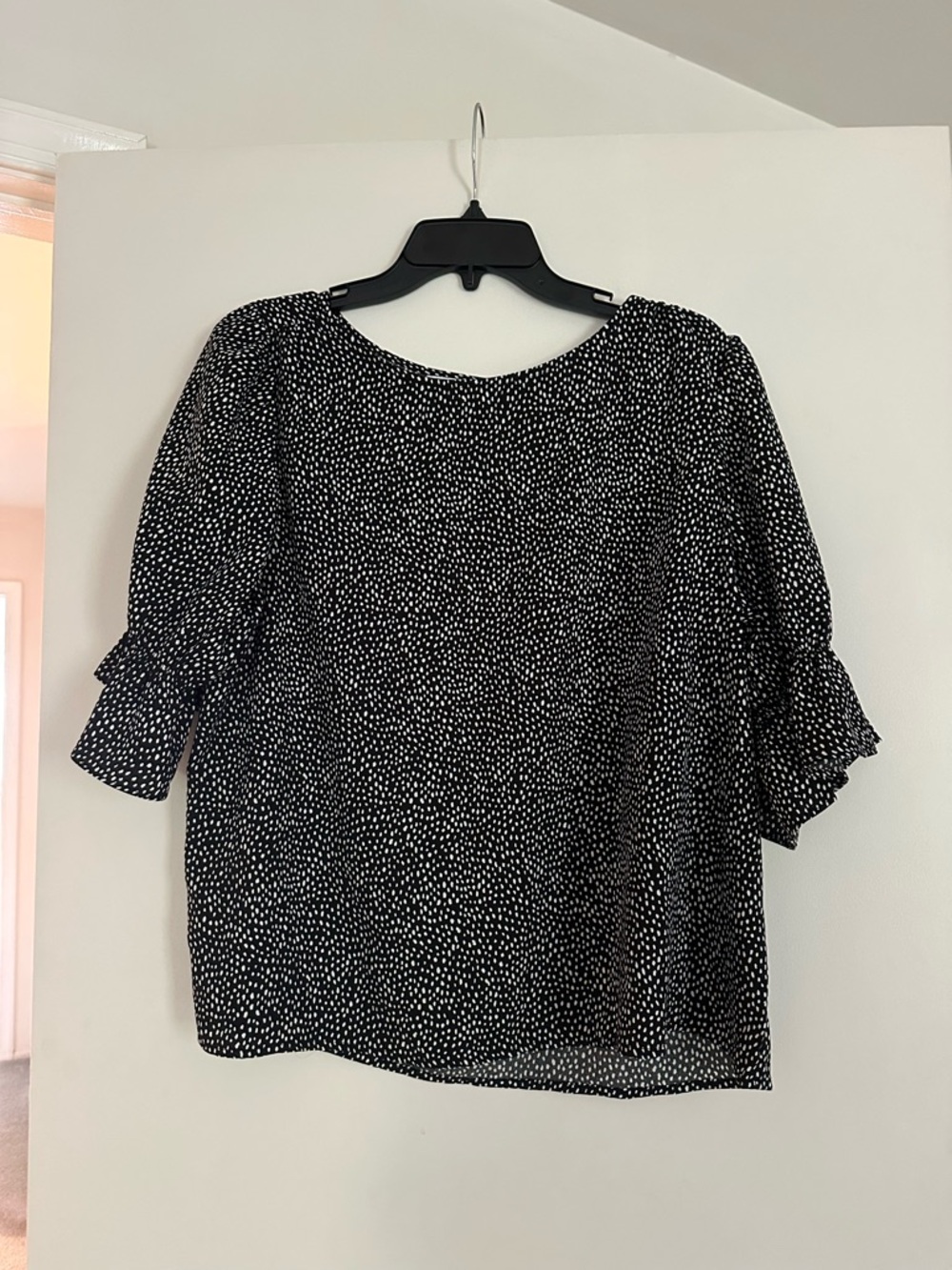 Nordstrom Black and White Dot Tie-Sleeve Blouse